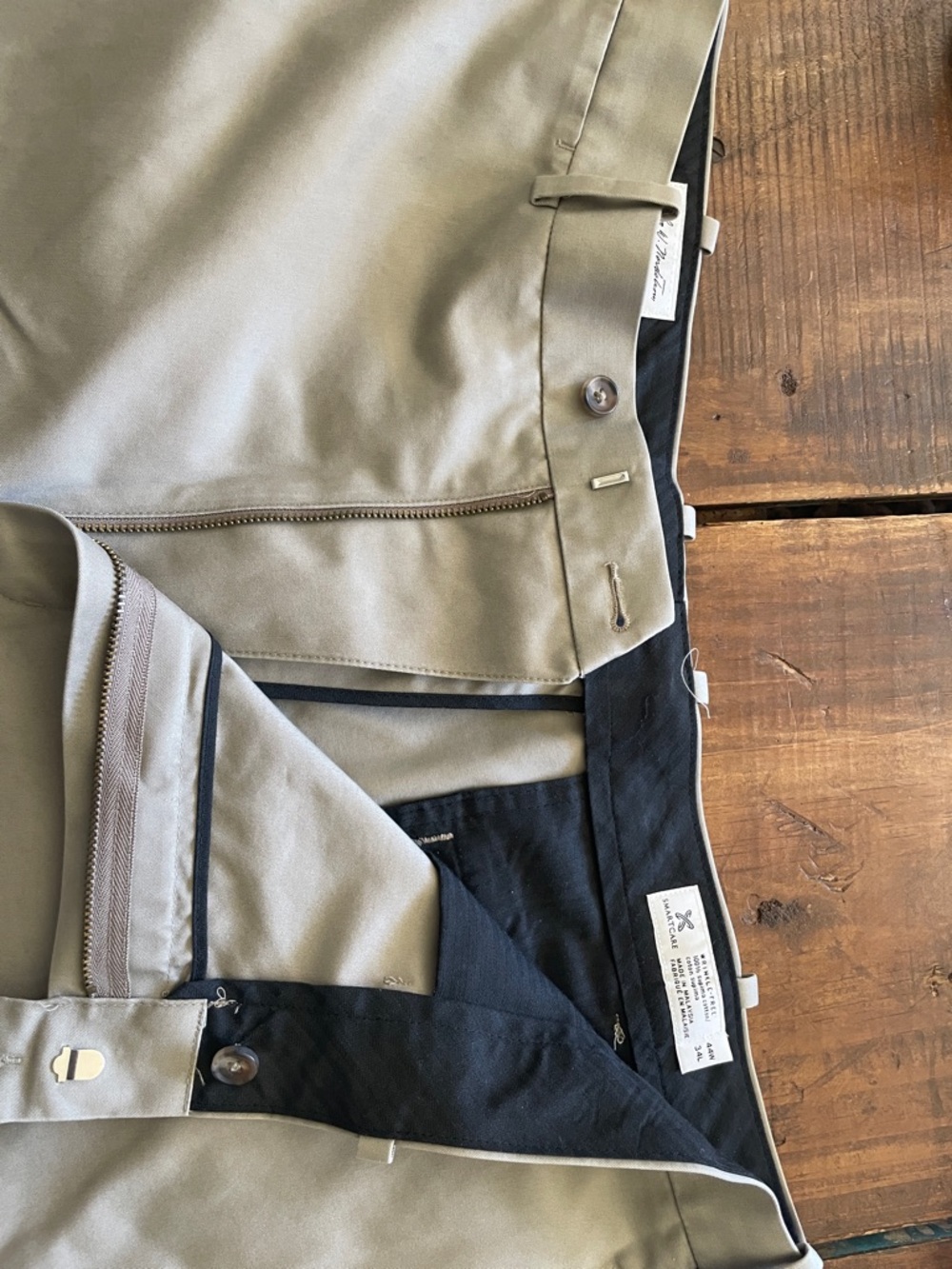 Nordstrom big and tall 44x34 Men's Tan Chinos with Black Interior Waistband